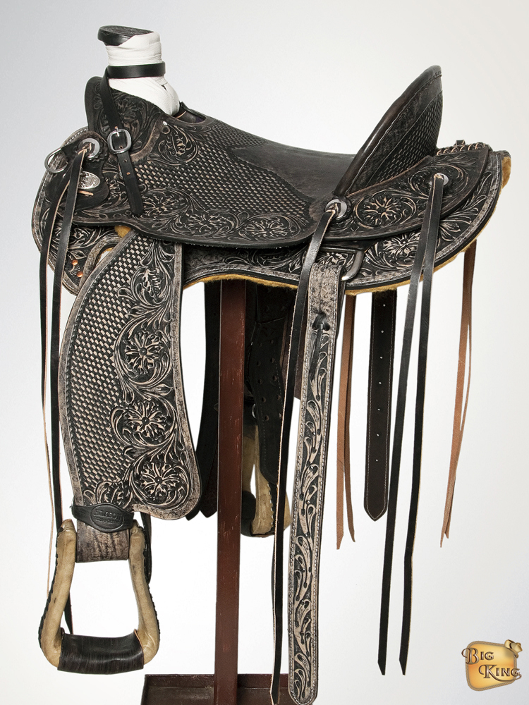 Western Horse Wade Saddle Leather Ranch Roping Antique Black U-BKRO | eBay
