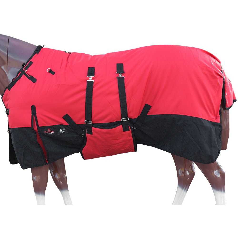 HILASON Red Black Plaid 72 In 1200D Winter Waterproof Poly Horse Blanket Belly Wrap | Horse Blanket | Horse Turnout Blanket | Horse