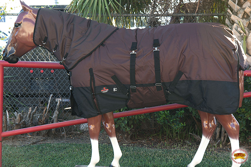 70" Hilason 1200D 400Gsm Winter Horse Blanket W/ Neck Cover Belly Wrap U-D-70 