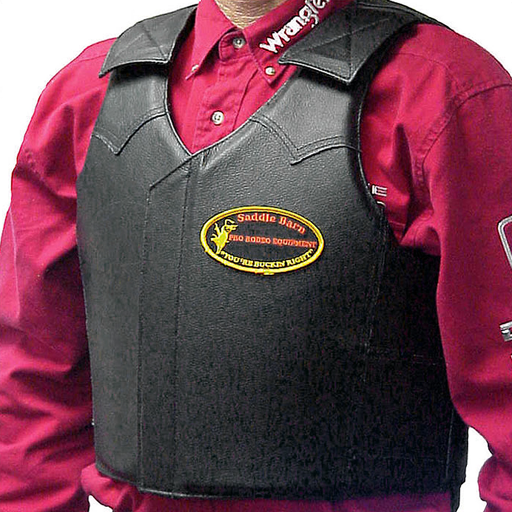 UBLK SADDLE BARN BLACK CORDURA PRO RODEO PROTECTIVE VEST W/ LEATHER