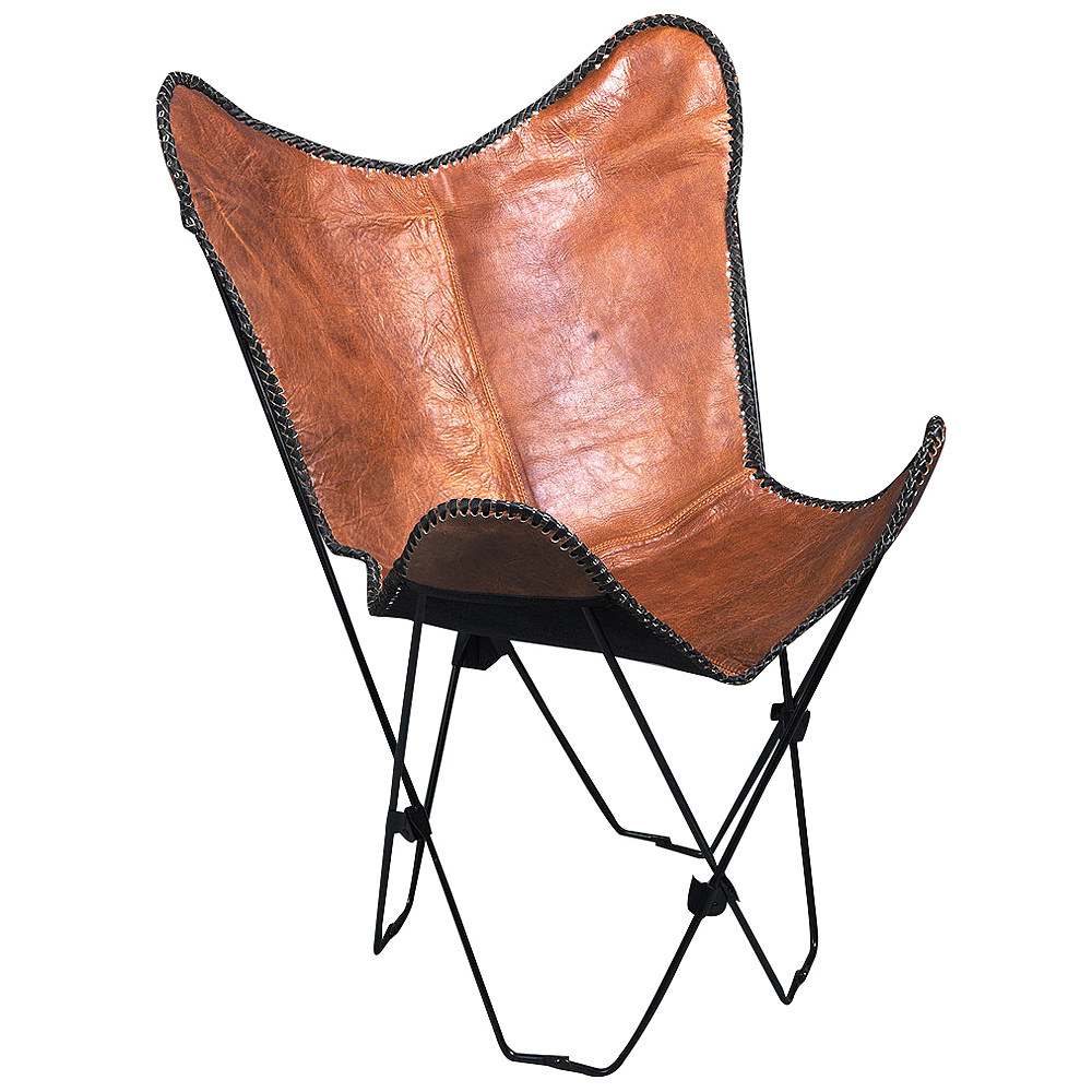 CB149 Genuine Leather Butterfly Chair Folding Lounge Modern Sling