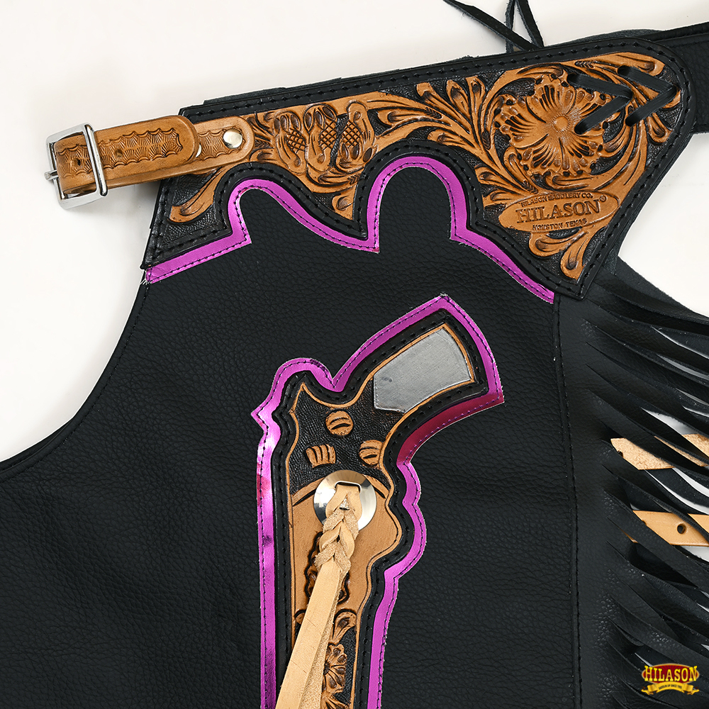 Ch224n-f HILASON Pro Rodeo Bronc Bull-riding Show Genuine Leather Chaps ...