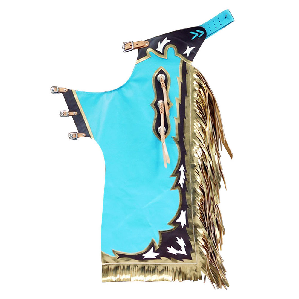 CH142 Hilason Pro Rodeo Bull Riding Chaps Genuine Leather Turquoise eBay