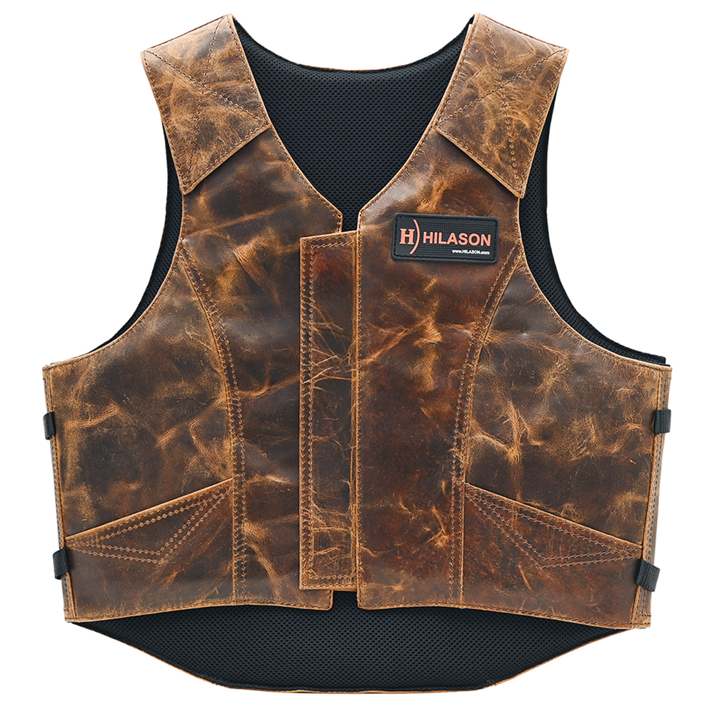 C-26-M Medium Hilason Leather Bareback Pro Rodeo Horse Riding Protective Vest
