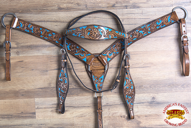 BH HILASON Western Horse Headstall Breast Collar Set Tack Genuine American - Picture 116 of 247