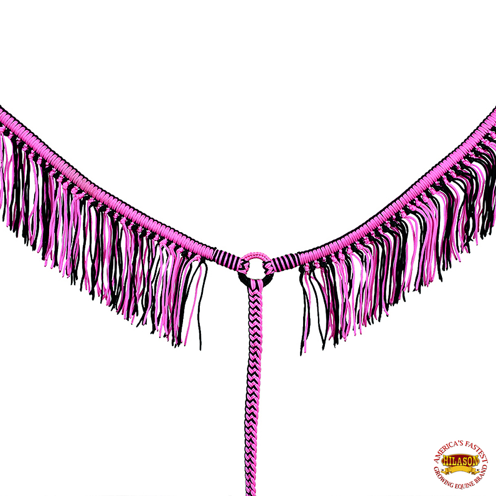 Western Horse Breast Collar Tack American Leather Pink Fringes Hilason U-0-BC 