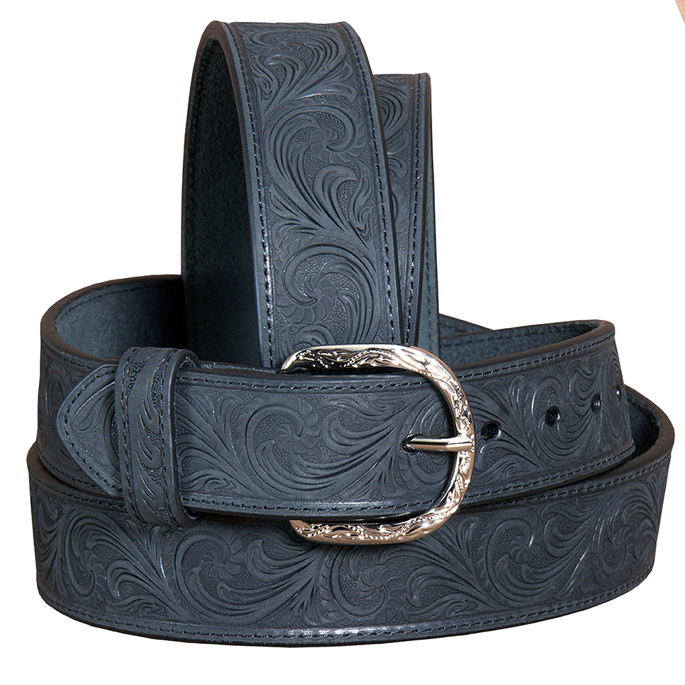NOCONA WESTERN MENS 1-1//2/" LEATHER SCROLL PATTERN BELT MEDIUM BROWN U-1744