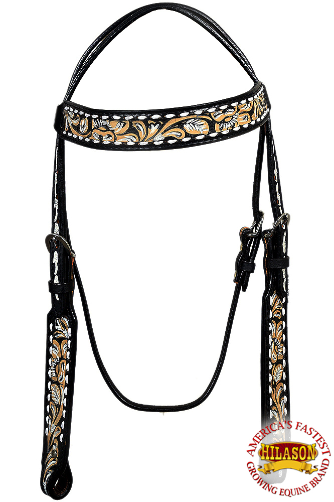 C5HS Western Horse Headstall Tack Bridle American Leather Black Hand