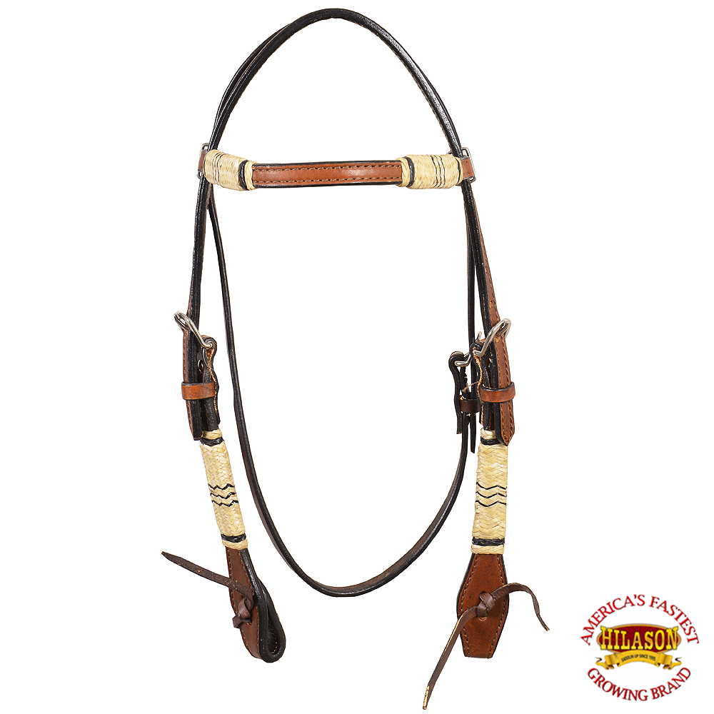 Western Horse Headstall Tack Bridle American Leather Rawhide Breaded U