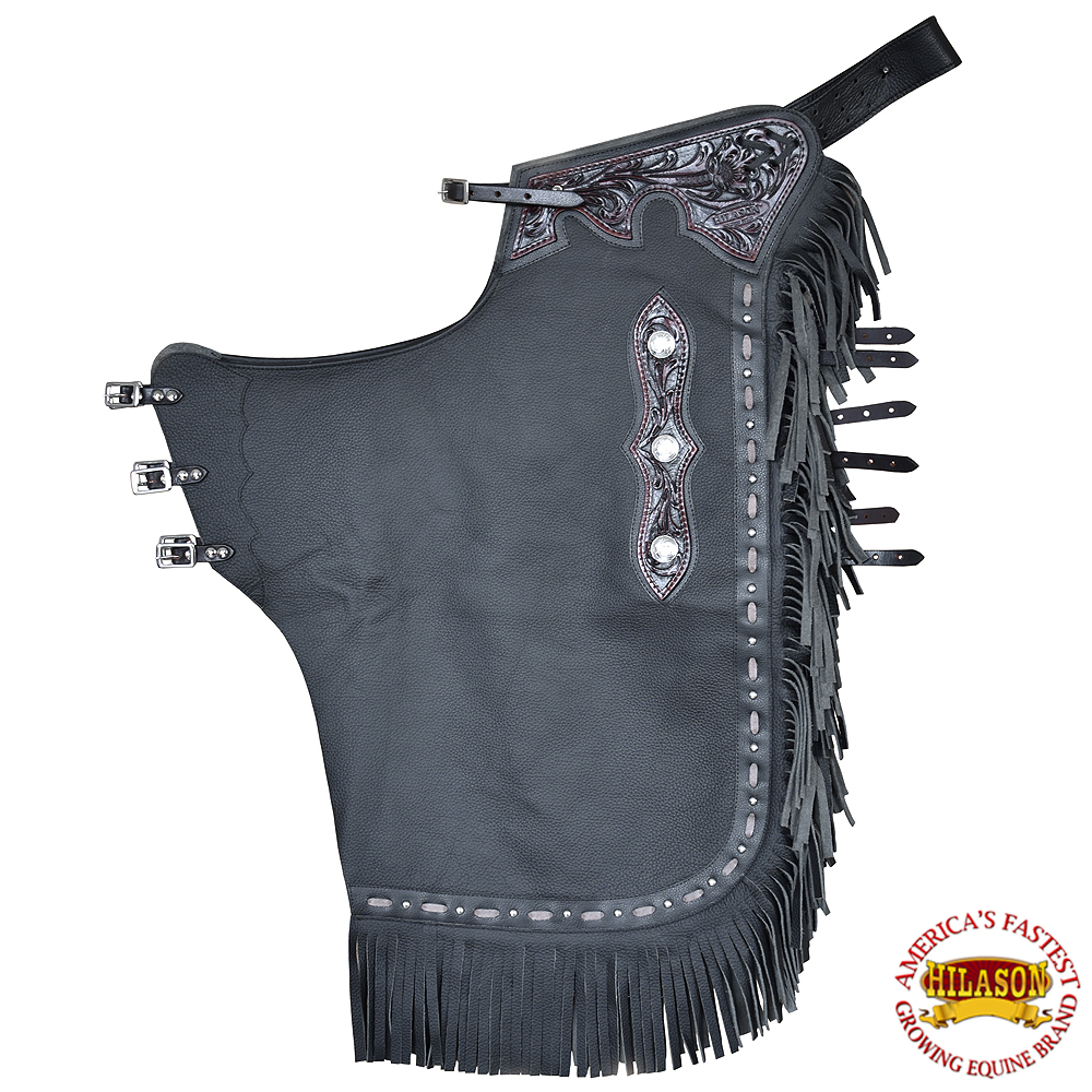 Bull Riding Chinks Chaps Adult Pro Rodeo Bronc Leather Black eBay