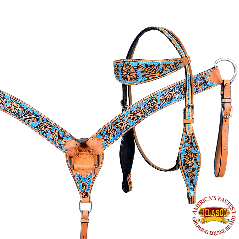 CSET Western Horse Headstall Breast Collar Set Tack American Leather