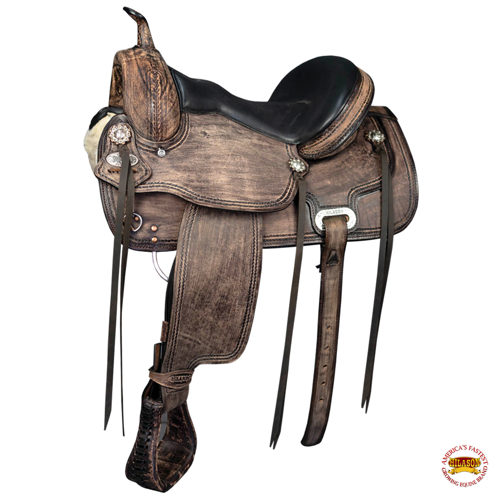 Western Horse Saddle American Leather Treeless Trail Pleasure Hilason U-BZRO 1e algemeen