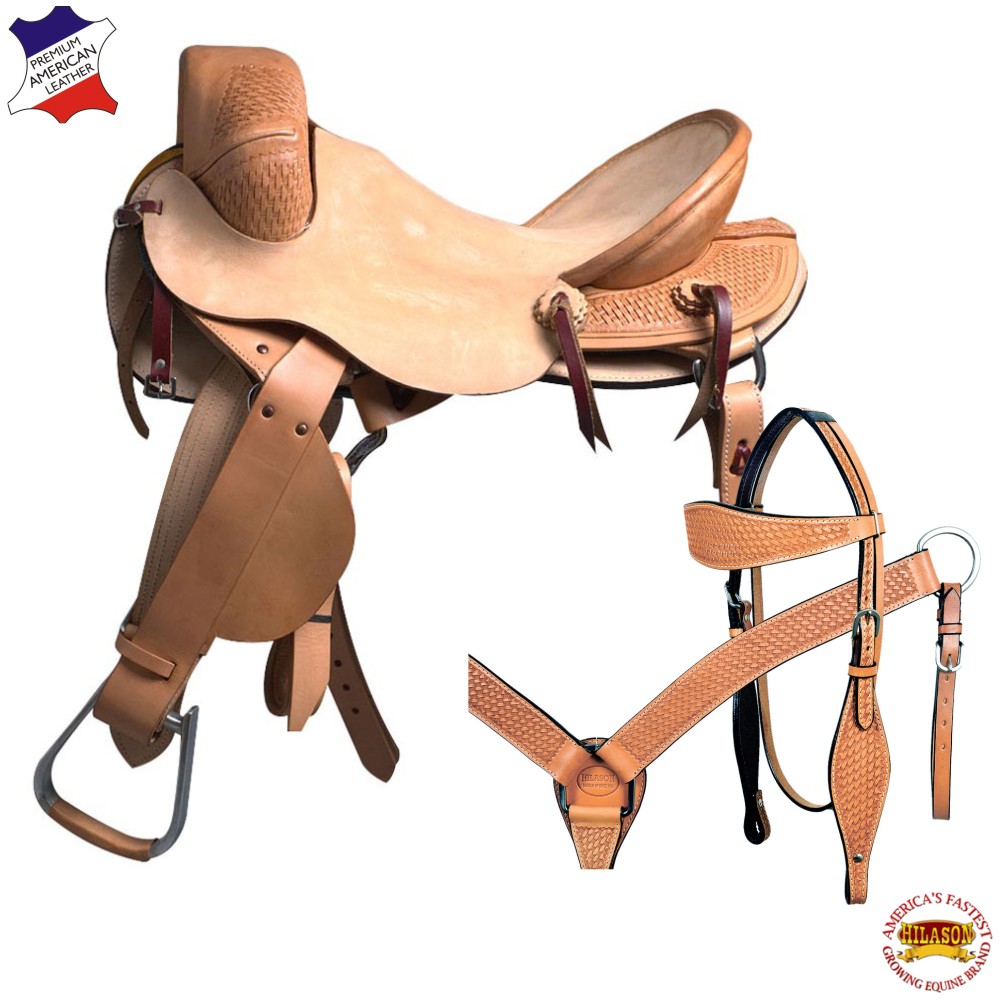 15 in Horse Bronc Saddle Hilason Riding American Leather Rodeo Tack eBay