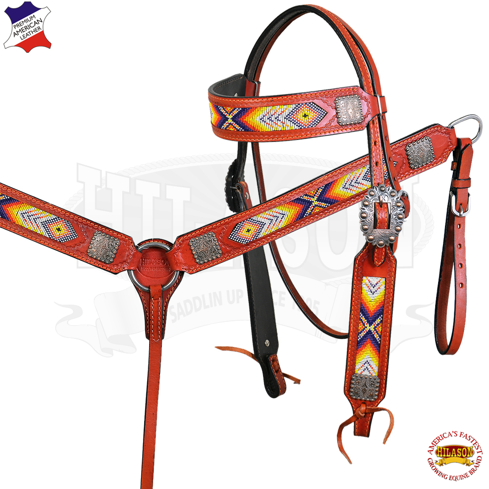 Western Horse Headstall Breast Collar  Tack American Leather Mahogany