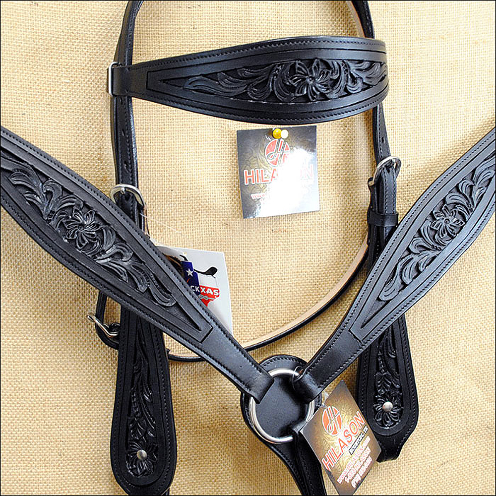 CSET Western Horse Headstall Breast Collar Set Tack American Leather