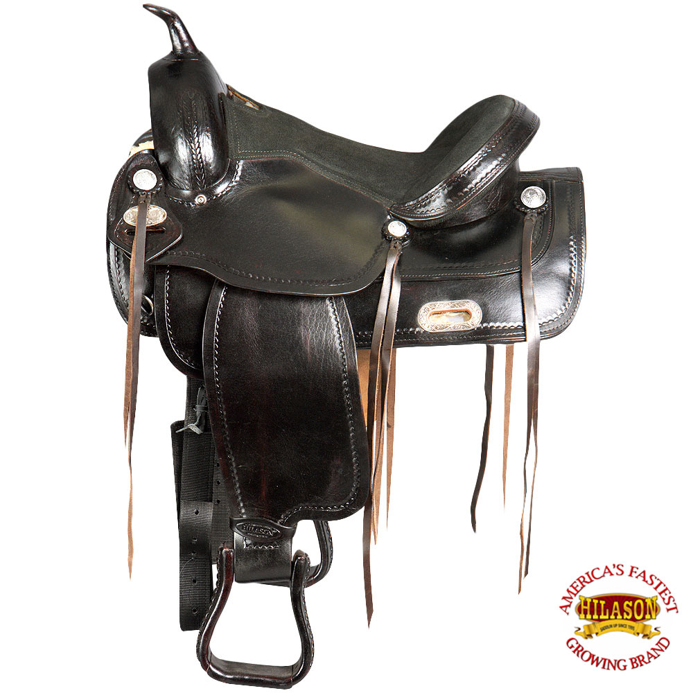 U-B-16 16 silla caballo occidental American Leather sin árboles Trail placer Hilason U-B-16 16 silla caballo occidental American Leather sin árboles Trail placer Hilason