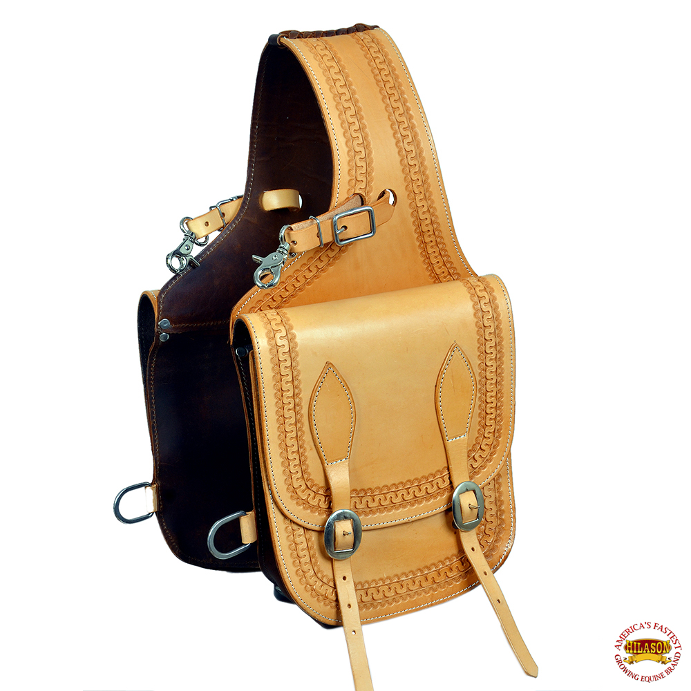 Enterprises Enterprises Cow Hide Genuine Leather Western Trail Tooling Carving Horse Saddle Bag 12/” L x 11/” W x 3/” D Deen Size
