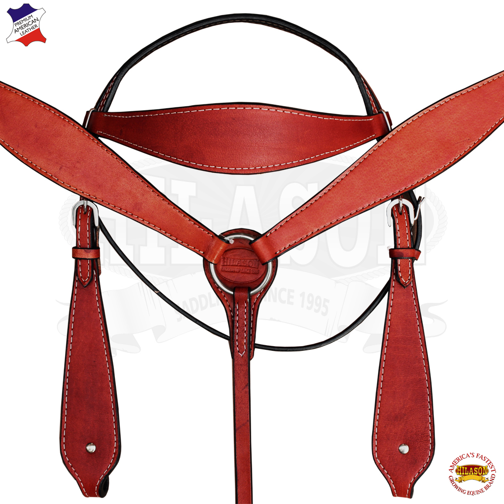 Western Horse Headstall Breast Collar Set Tack American Leather Mahogany