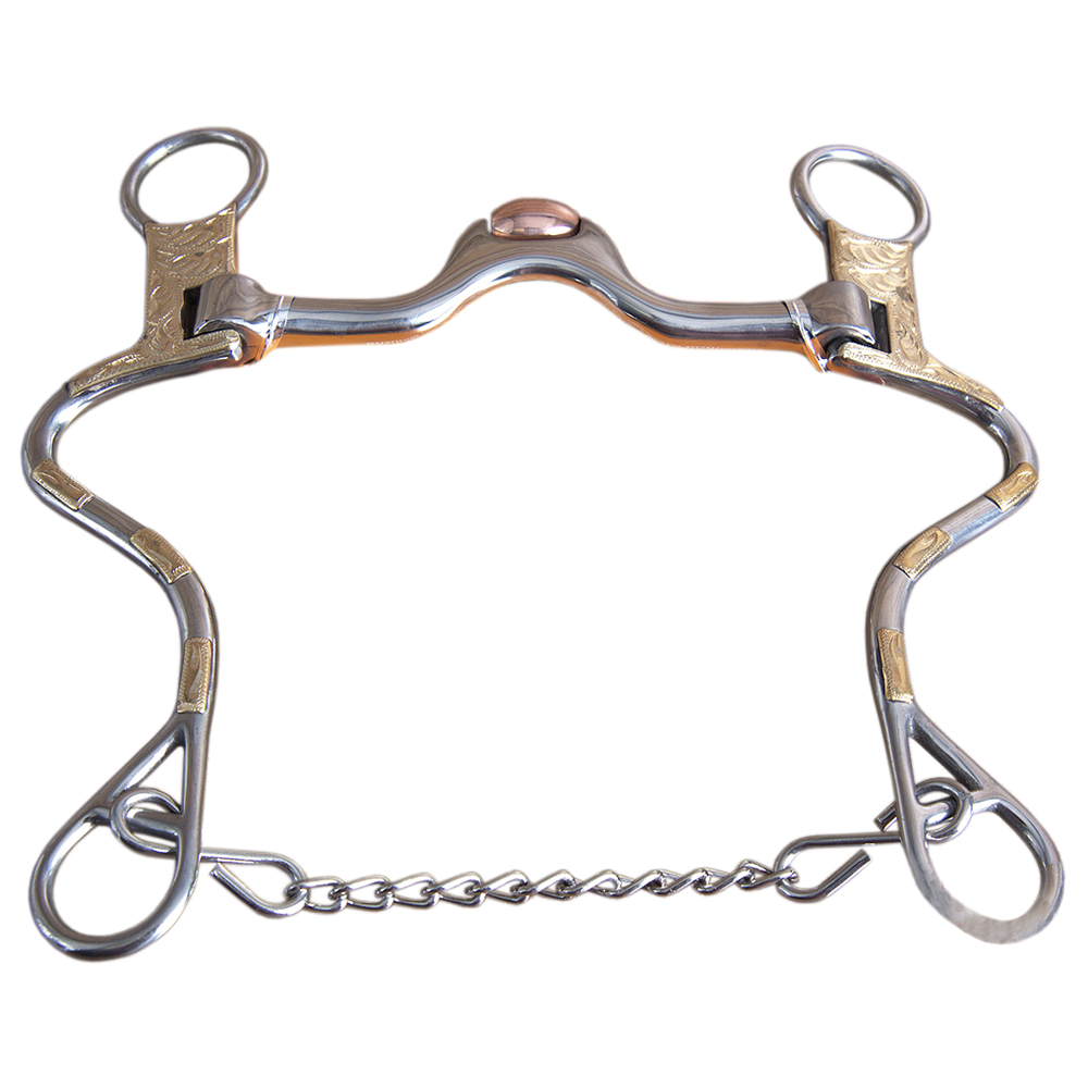 C833 HILASON STAINLESS STEEL CURB HORSE BIT 5" MEDIUM PORT/CORRECTION