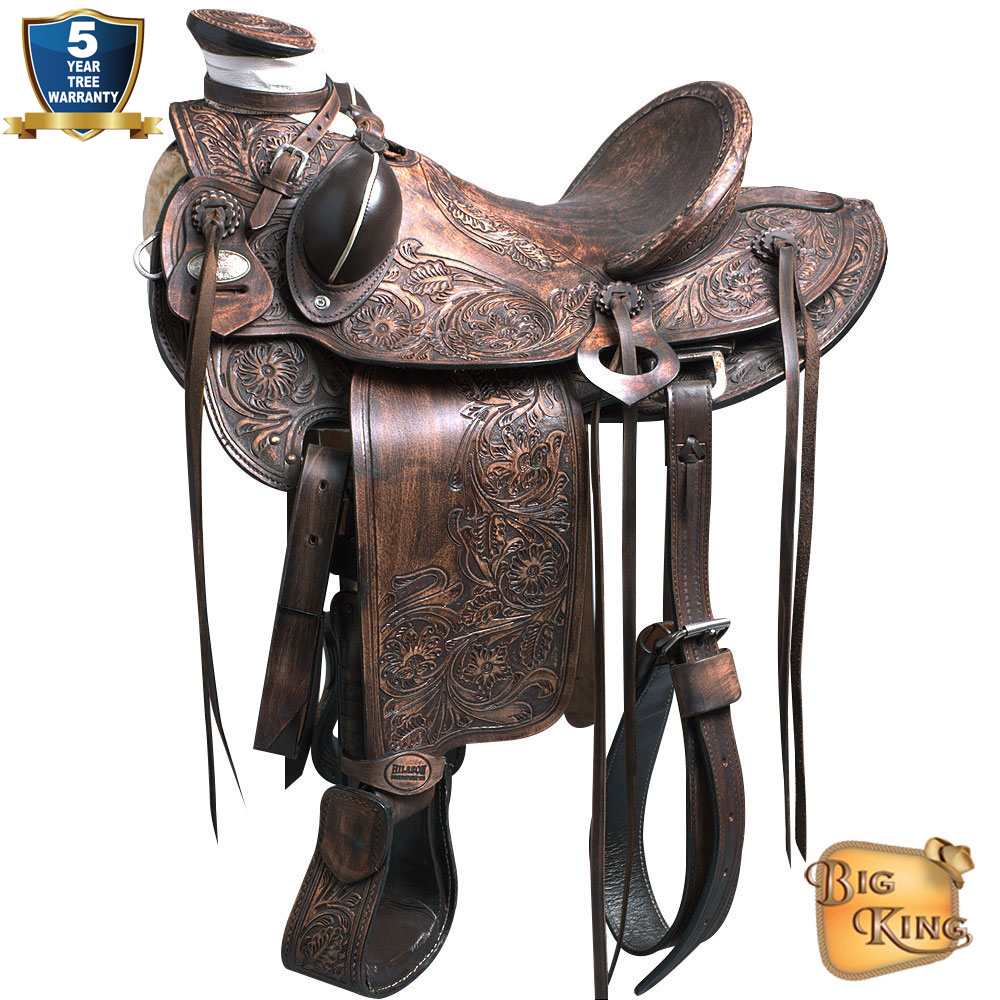 CO16 16" Western Horse Saddle Leather Wade Ranch Roping Dark Brown