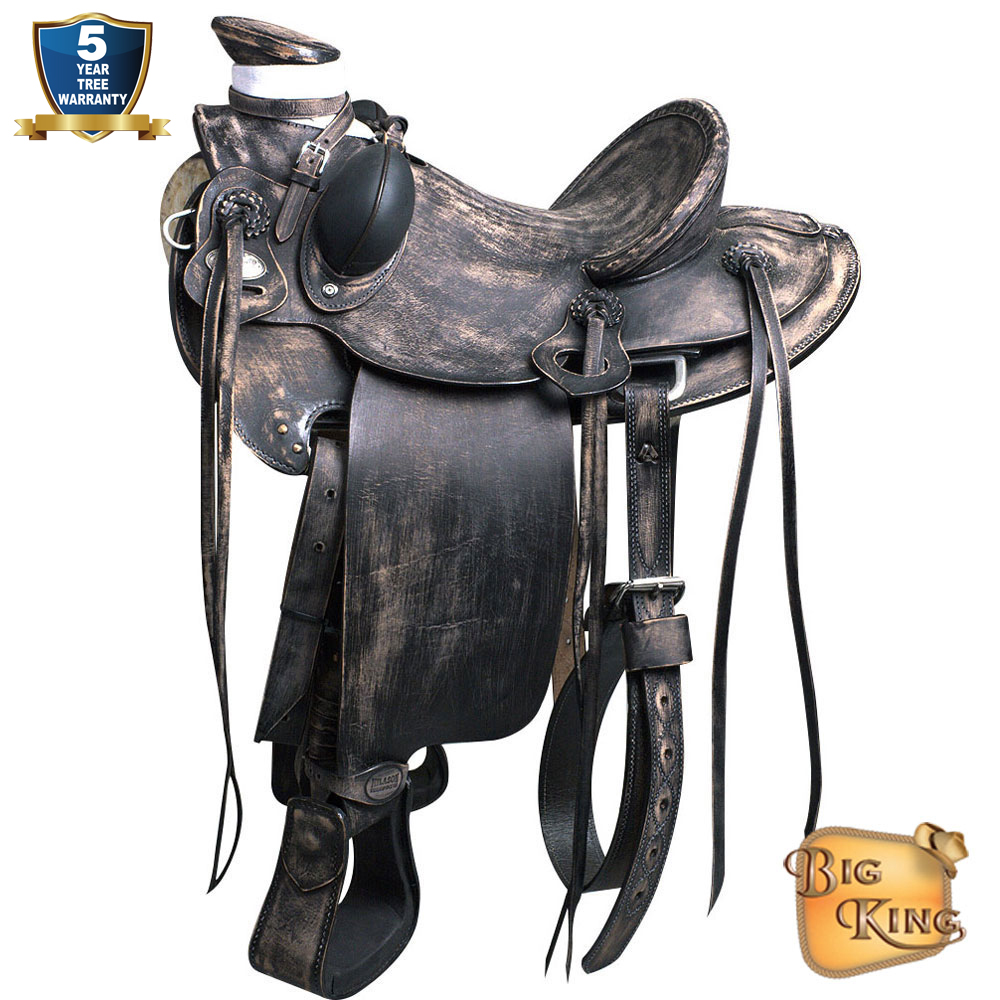 WESTERN HORSE WADE Saddle Leather Ranch Roping Antique Black UBKRO