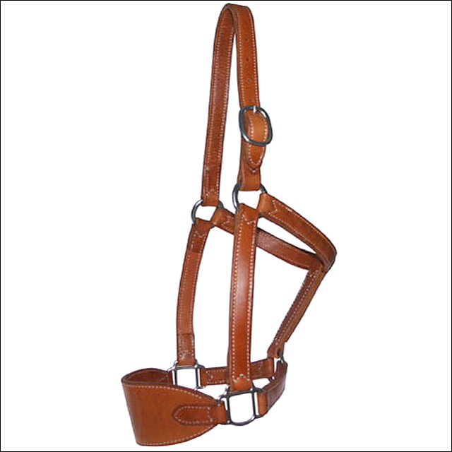 HILASON WESTERN HORSE TACK HARNESS LEATHER HALTER CHESTNUT W/ SS