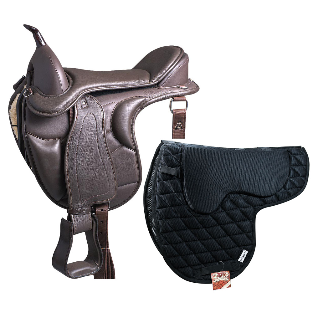 16 In Horse English Treeless Saddle In Hilason Endurance Trail Pad eBay