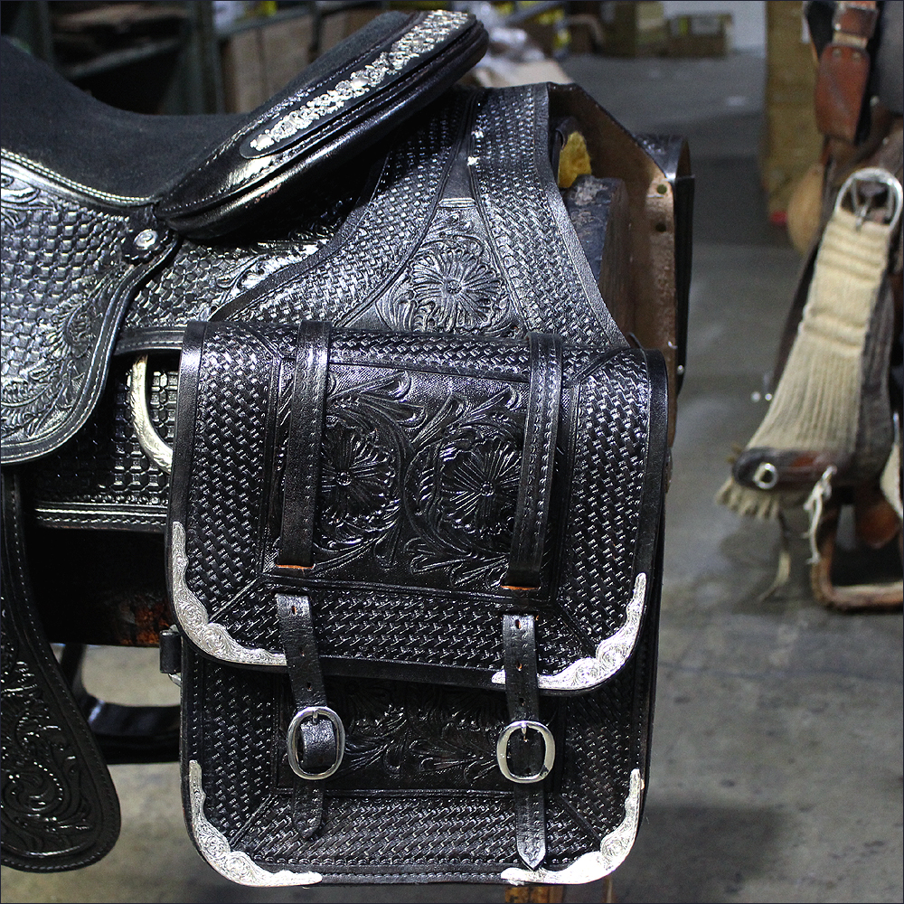 Black Leather Horse Saddle Bags | IUCN Water
