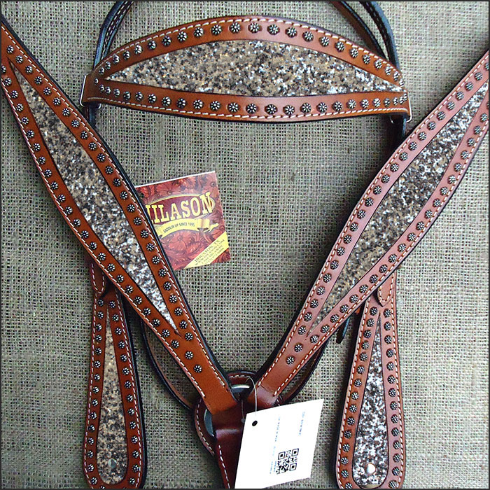 Western Horse Headstall Breast Collar Set Tack American Leather