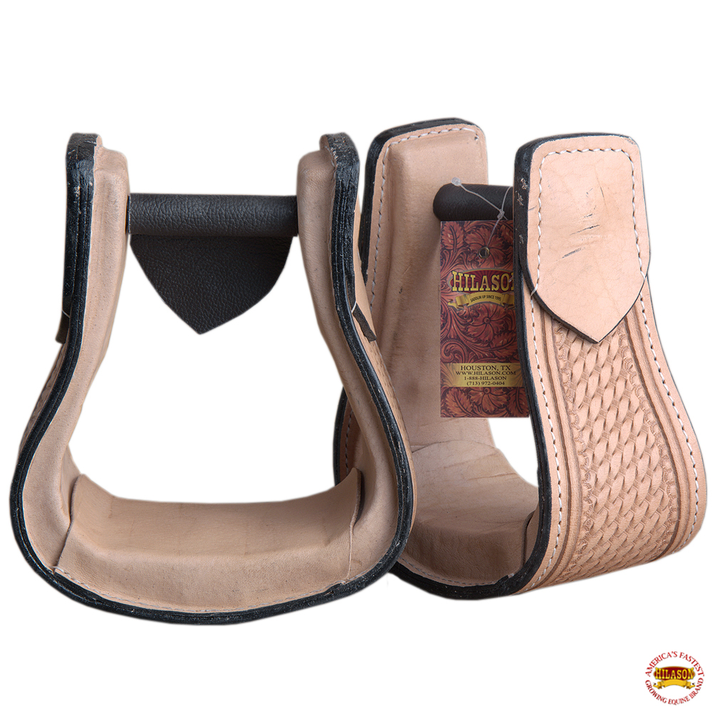 Horse Western Saddle Stirrup Tan Leather Covered Stirrups Pair eBay