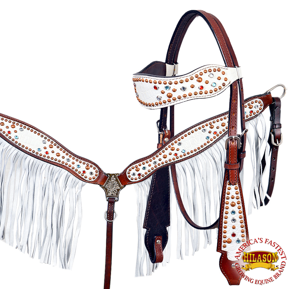CSET Western Horse Headstall Breast Collar Set Tack American Leather