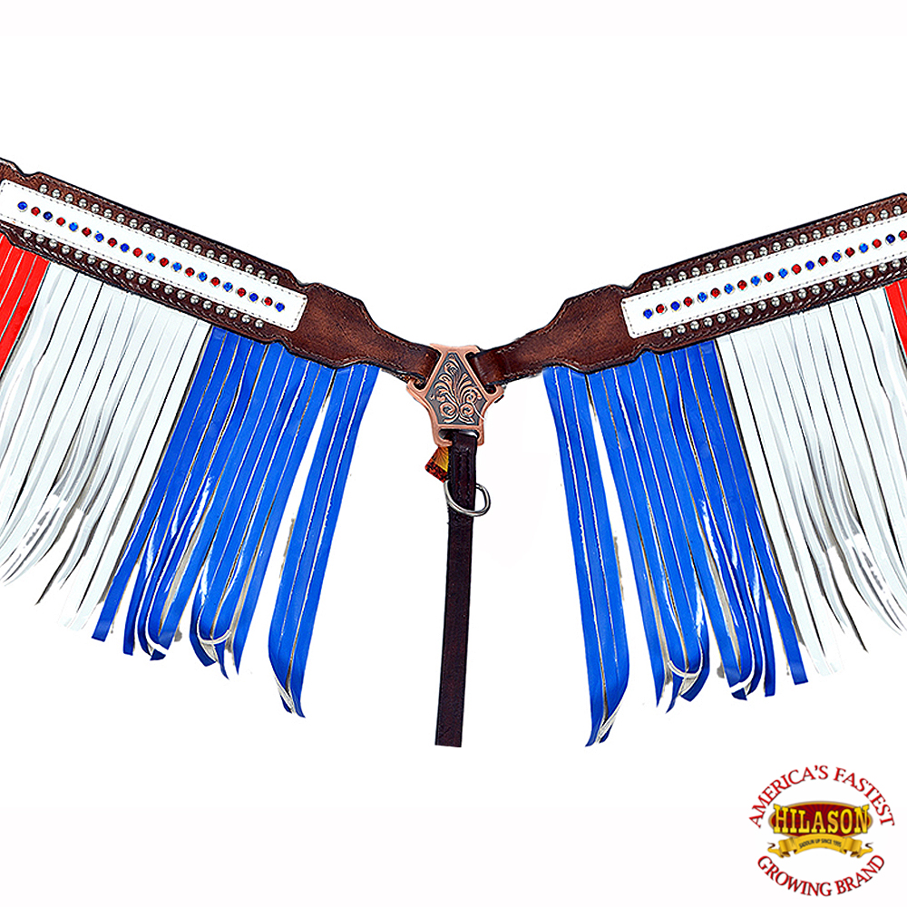 C2BC Western Breast Collar Horse Tack Leather Silver Us Flag Fringes eBay