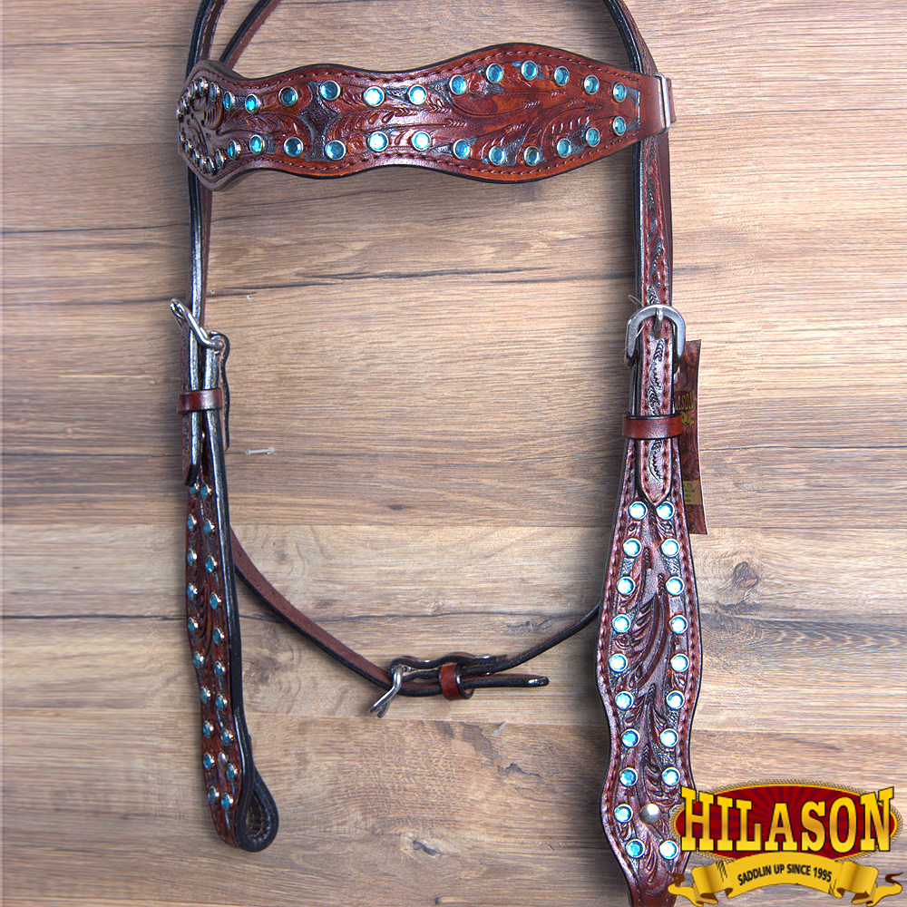 Western Horse Headstall Tack Bridle American Leather Mahogany eBay