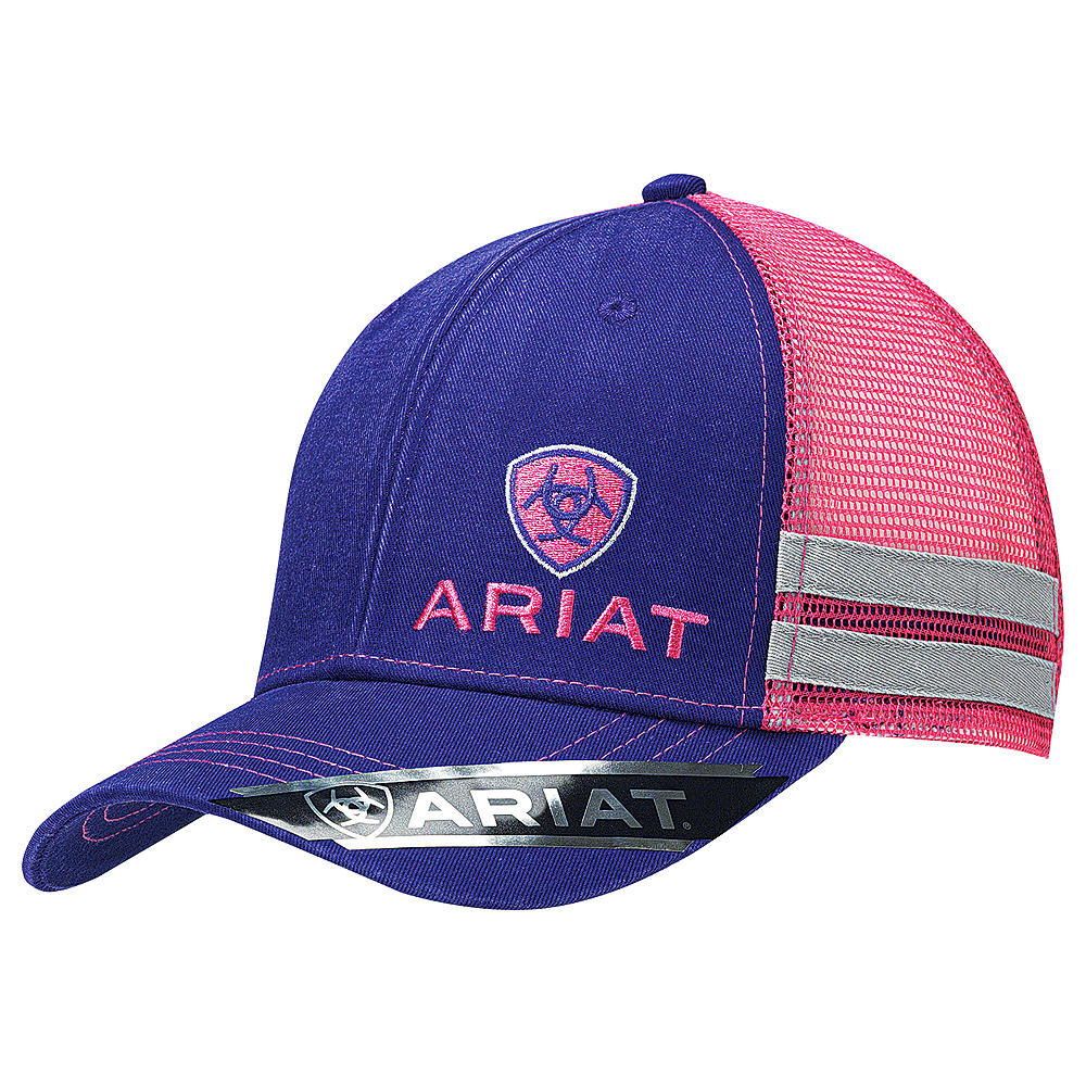 ARIAT WESTERN WOMENS HAT MESH BACK BASEBALL CAP OFFSET PURPLE PINK U-5516