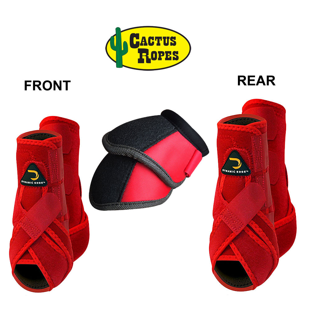 CACTUS DYNAMIC EDGE Horse Front Leg Sport Bell Boots 6 Pack Combo Red U