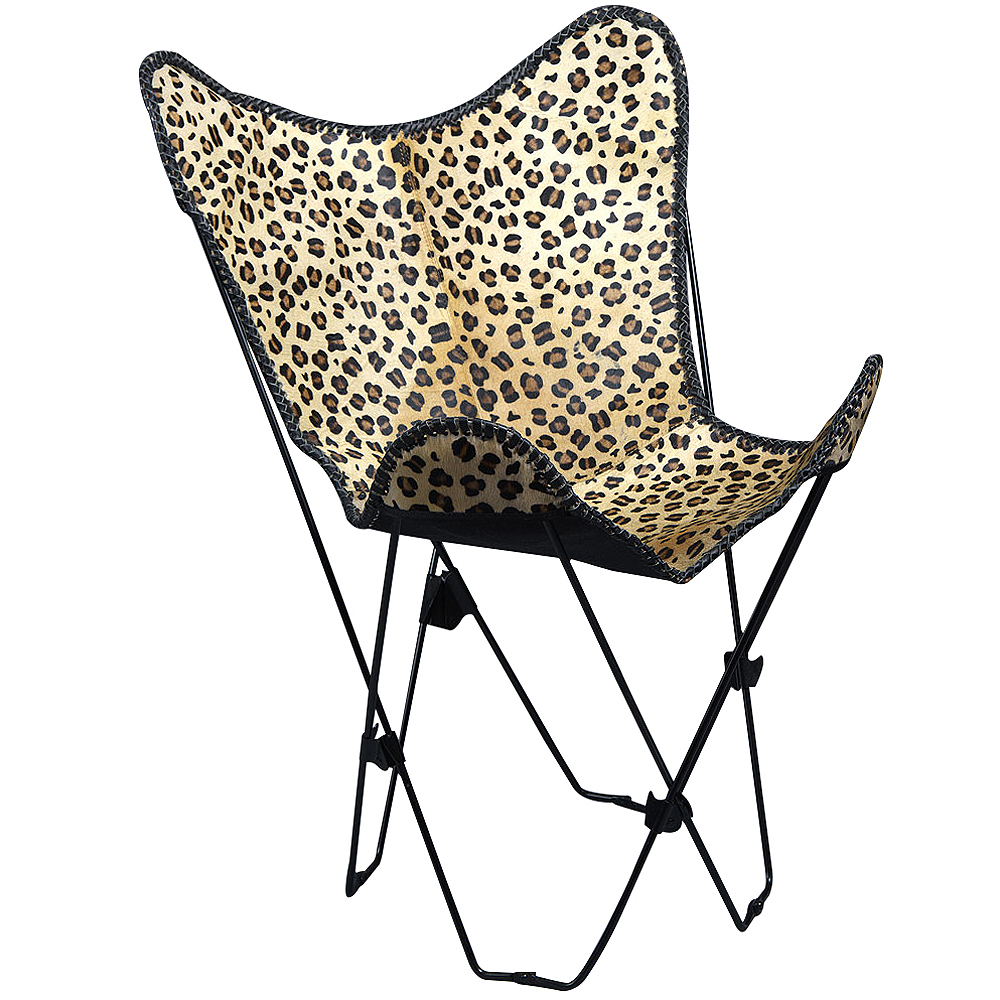 UB145 Genuine Leather Butterfly Chair Folding Lounge Modern Sling