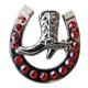 HSCN010-Crystal Rhinestone Bling Conchos Horseshoe Design with Light Siam Crystal 1.25in