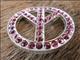 HSCN006-CRYSTAL RHINESTONE BLING CONCHOS FUCHSIA PEACE SIGN 1.25in