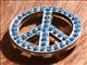 HSCN007-CRYSTAL RHINESTONE BLING CONCHOS LIGHT SAPPHIRE PEACE SIGN 1.25in