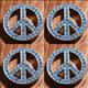 HSCN007-CRYSTAL RHINESTONE BLING CONCHOS LIGHT SAPPHIRE PEACE SIGN 1.25in