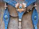 BHPA326TURQCN046-HILASON LEATHER HAND TOOLED HAND PAINTED HORSE HEADSTALL BREAST COLLAR BERRY