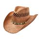 CH-Lagoon-CHARLIE1HORSE LAGOON BROWN TEA STAINED VENTED RAFFIA STRAW HAT GREEN BEADED BAND