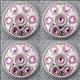 HSCN080-NICKLE FINISH PINK CONCHOS WHEEL SHAPE WITH ROPE EDGE
