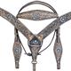 BHPA326RODBCN022-RUSTIC VINTAGE FINISH LEATHER HORSE BRIDLE HEADSTALL BREAST COLLAR STAR CONCHO
