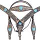 BHPA326RODBCN067-RUSTIC VINTAGE FINISH LEATHER HORSE BRIDLE HEADSTALL BREAST COLLAR HEART CONCHO