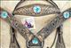 BHPA326RODBCN076-RUSTIC VINTAGE FINISH LEATHER HORSE BRIDLE HEADSTALL BREAST COLLAR BLUE CONCHO