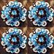 HSCN050-045-TURQUOISE BROWN CRYSTALS BERRY CONCHO RHINESTONE HEADSTALL SADDLE TACK BLING