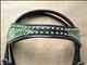 BHPA481-HILASON WESTERN LEATHER HORSE HEADSTALL BREAST COLLAR BLACK W/ PEACOCK FEATHER