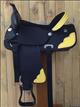 HSCS801YL-HILASON WESTERN CORDURA TRAIL PLEASURE SADDLE BLACK WITH YELLOW LEATHER INLAY