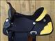 HSCS801YL-HILASON WESTERN CORDURA TRAIL PLEASURE SADDLE BLACK WITH YELLOW LEATHER INLAY